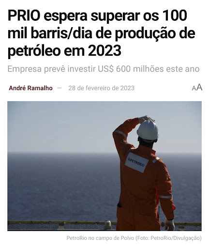 Na manchete do site EPBR: 